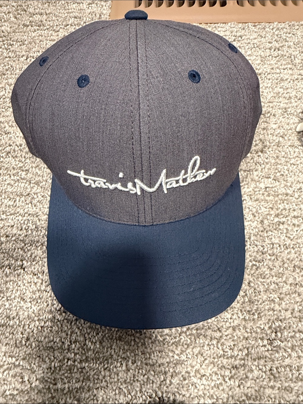 TravisMathew Two-Tone Gray and Navy Baseball Cap